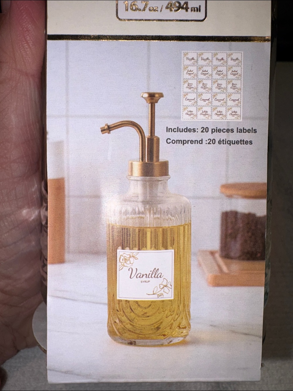 Glass Syrup Dispenser 16.7 oz New